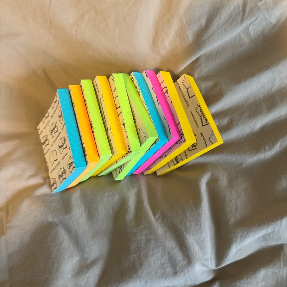 10 sticky notes in assorted colors stationery post its unused